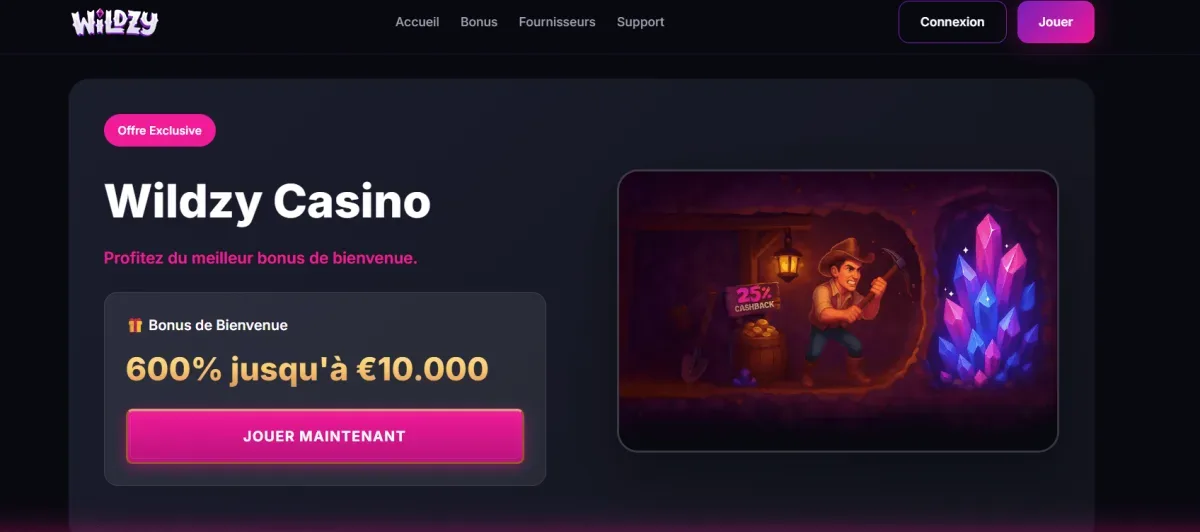 Wildzy homepage casino en ligne paiement rapide